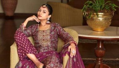 Glossy Simar Ajrakh Fancy Designer Print With Embroidery Latest Salwar Kameez