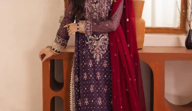 AJHE-01 EMBROIDERED CHIFFON 3 PCS Color: Mauve