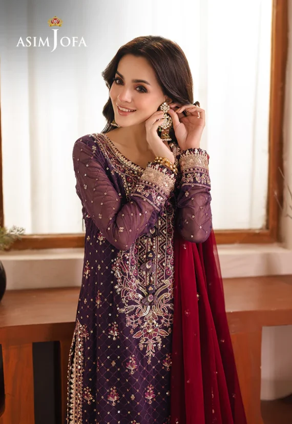 AJHE-01 EMBROIDERED CHIFFON 3 PCS Color: Mauve