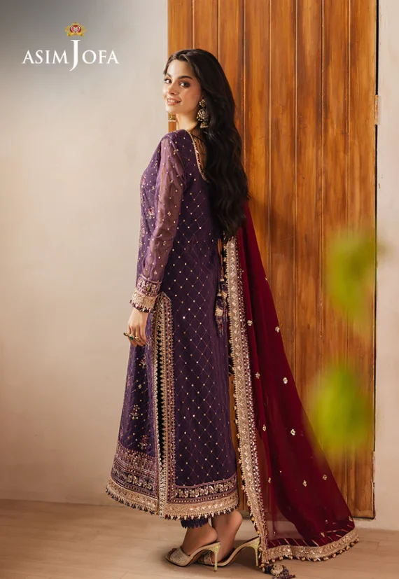 AJHE-01 EMBROIDERED CHIFFON 3 PCS Color: Mauve