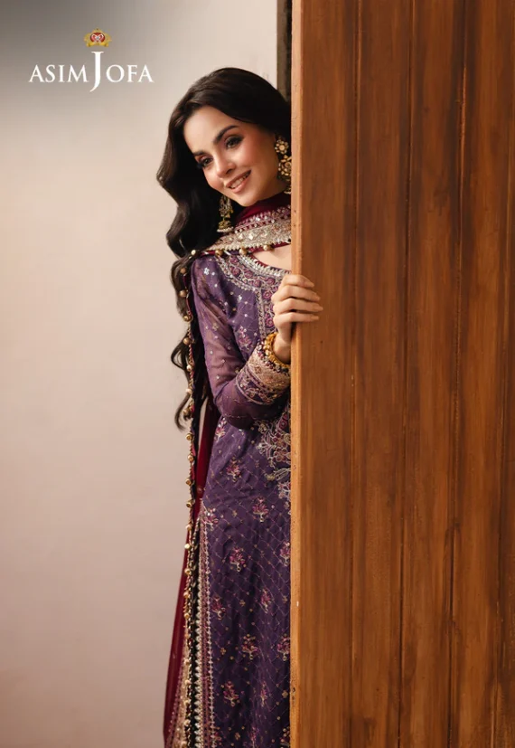 AJHE-01 EMBROIDERED CHIFFON 3 PCS Color: Mauve