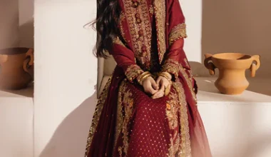 AJHE-02 EMBROIDERED CHIFFON 3 PCS Color: Red